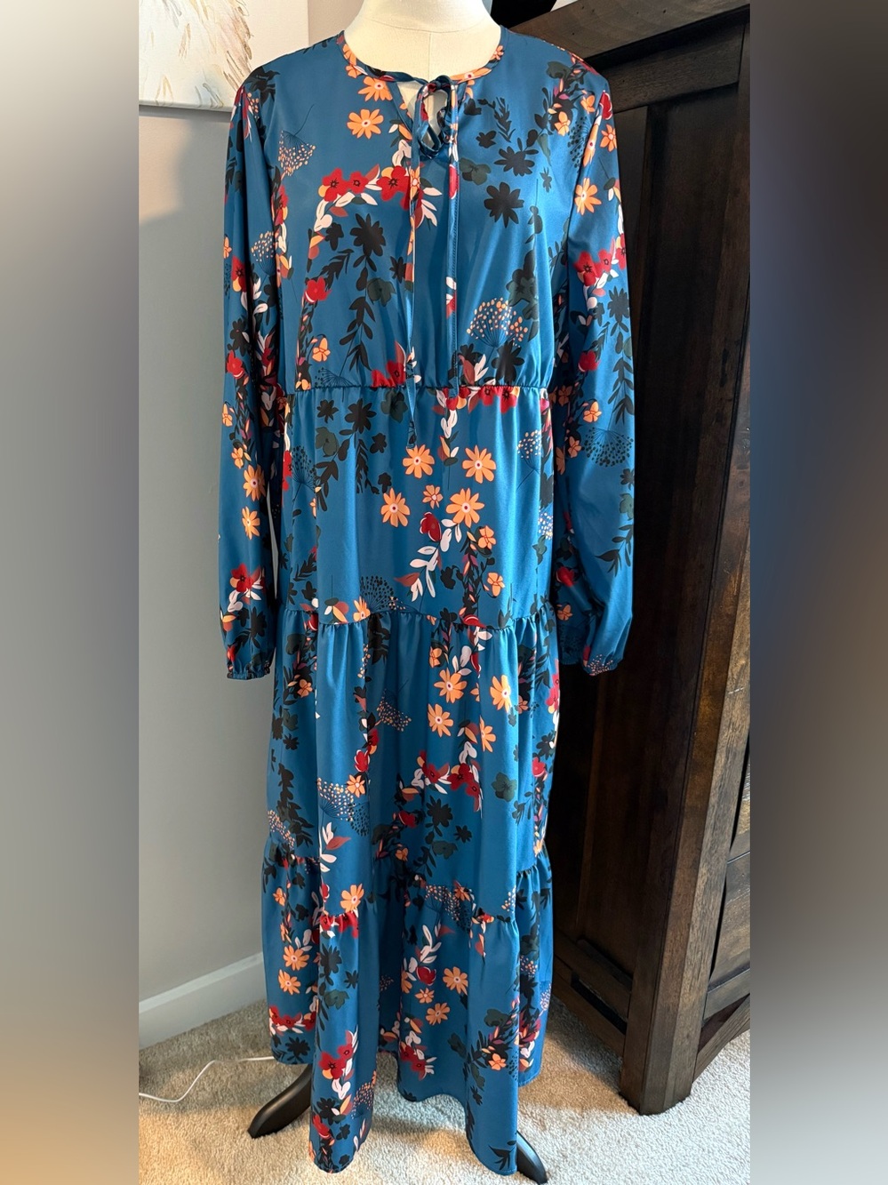 Emery Rose Long Sleeve Floral Tiered Maxi Dress- NWOT